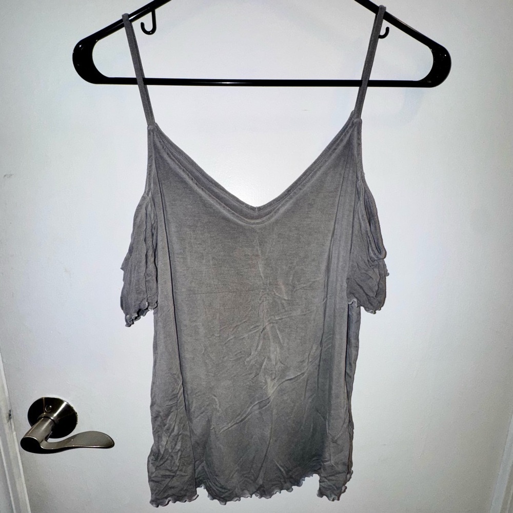 American Eagle Outfitters Women's Cold Shoulder V Neck Blouse - Picture 6 of 7
